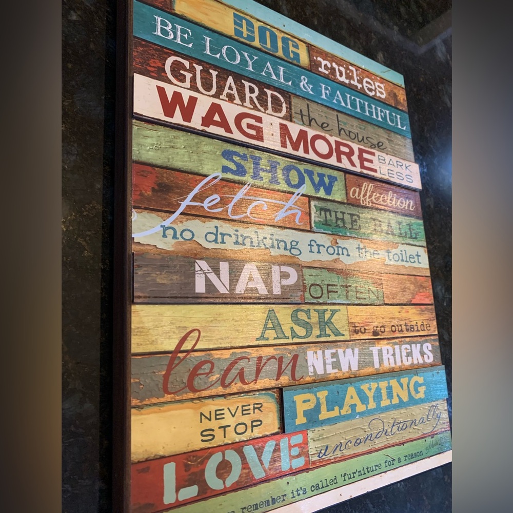 Dog Rules Wooden Wall Decor, Like New, 12 x 16 - Picture 14 of 15